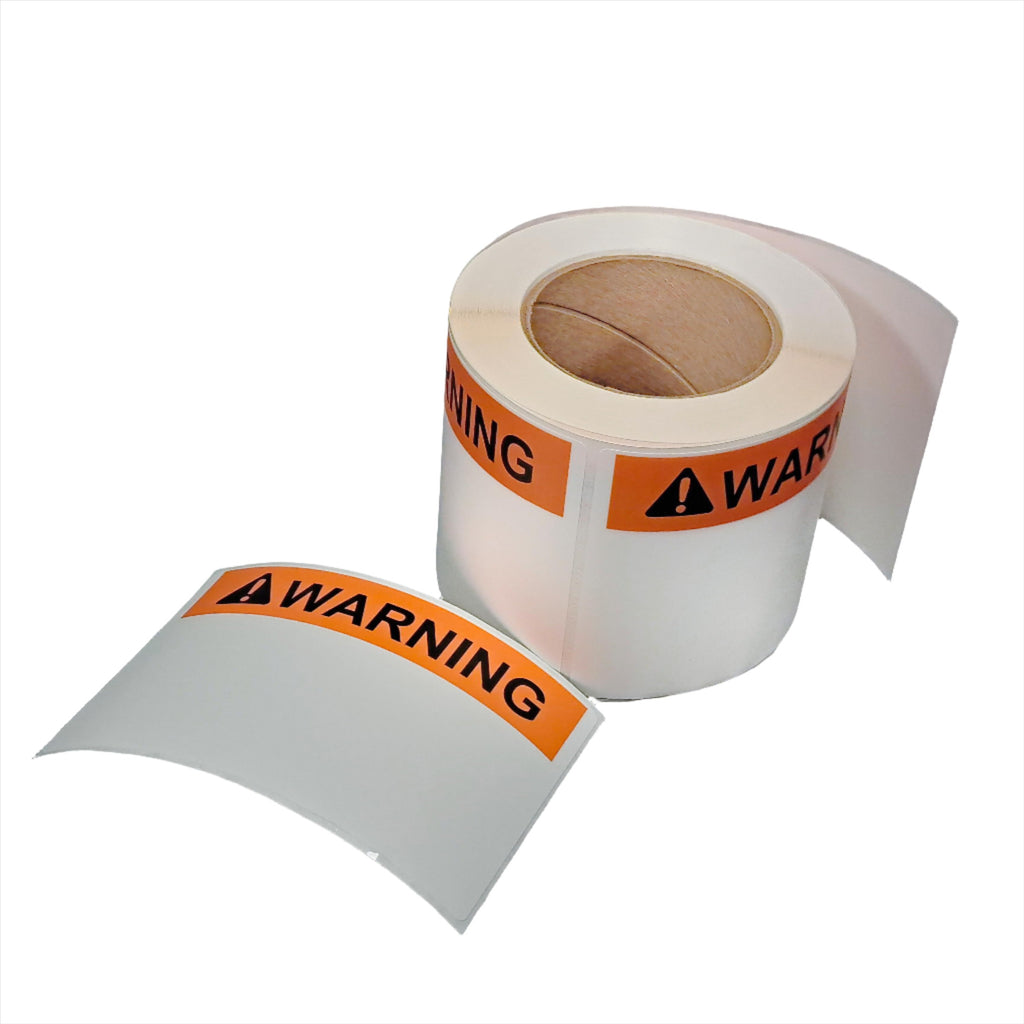 NMS Polyester Labels, Die-Cut, Pre-Printed, WARNING Canada