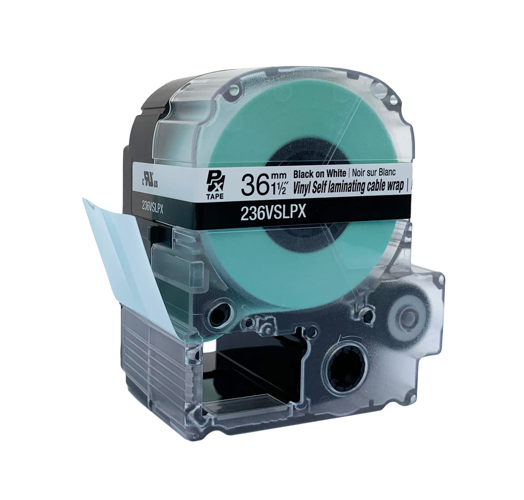 Epson 236VSLPX 1 1/2" White with Clear Glossy Self Lamination Label PX Tape Canada