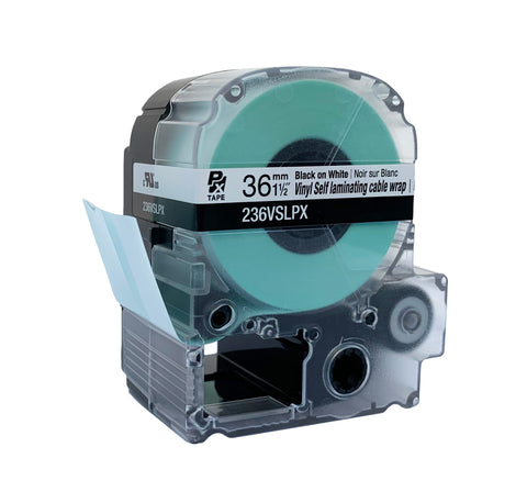 Epson 236VSLPX 1 1/2" White with Clear Glossy Self Lamination Label PX Tape Canada