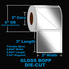 DC labels 3&quot;core 6&quot;OD 2-4.4wide GS