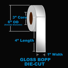 DC labels 3&quot;core 6&quot;OD Under 2wide over 2long GS