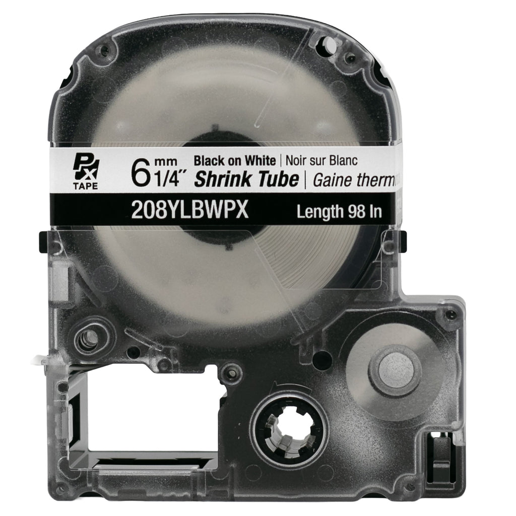 Epson 208YLBWPX 1/4" White Matte Heat Shrink Tube PX Tape