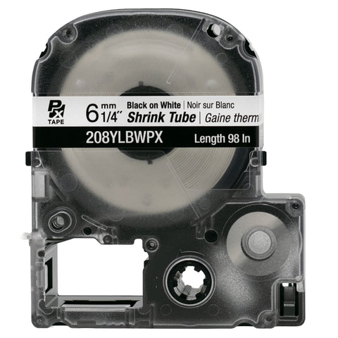 Epson 208YLBWPX 1/4" White Matte Heat Shrink Tube PX Tape