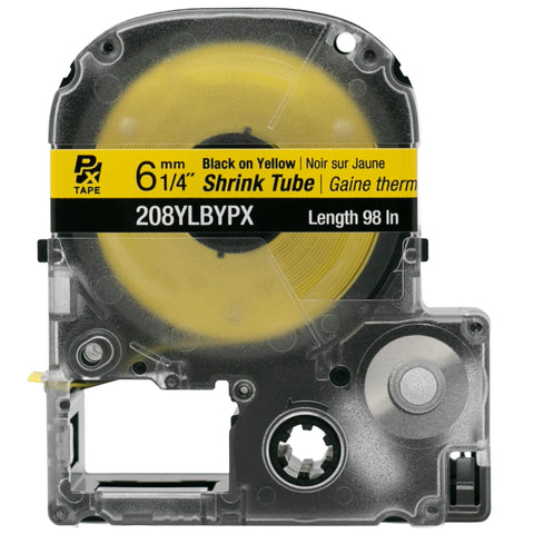 Epson 208YLBYPX 1/4" Yellow Matte Heat Shrink Tube PX Tape