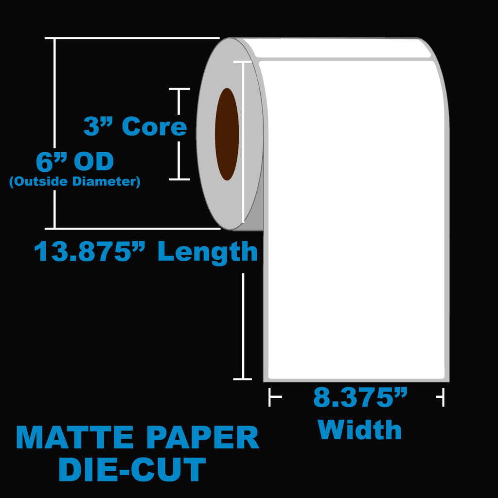 NMS Inkjet Labels, Paper, Matte, Die Cut, 8.375x13.875, 3" Core, OD 6" Canada