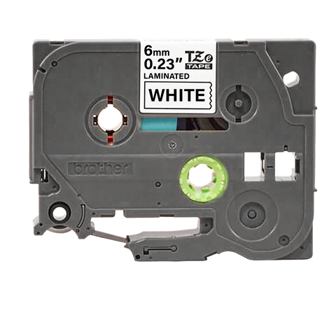 Brother TZe211 6mm Black on White Laminated Polyester Label Tape