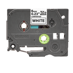 Brother TZe211 6mm Black on White Laminated Polyester Label Tape